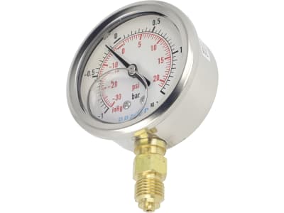 Glyzerin-Manometer -1 bis 1,5 bar, Anschluss 1/4" AG unten, Ø außen 63 mm