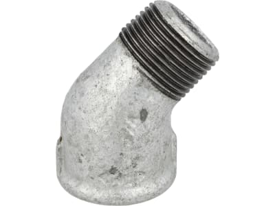 Winkelstück "Nr. 121" 45 ° Innengewinde x Außengewinde, Temperguss, verzinkt, Profec Winkelstück "Nr. 121" 45 ° Innengewinde x Außengewinde, Temperguss, verzinkt, Profec