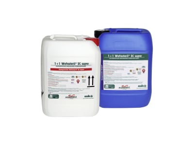 KESLA 1+1 Wofasteril SC super (VK-Set aus 2 Kanistern) 2-Komponenten Desinfektionsmittel auf Basis von Peressigsäure für eine hocheffektive und umweltschonende Desinfektion bestehend aus 10 Liter Wofasteril SC super und 10 Liter alcapur (schäumend)  