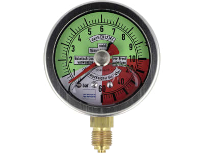 Hücobi Glyzerin-Manometer, Anschluss 1/4" unten, 0 bis 60 bar, nicht flüssigdüngerfest, 8120 006060