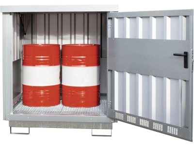 BAUER® SÜDLOHN Gefahrstoffdepot "GD-E 2" für zwei 200 Liter-Fässer, mit Gitterrost, 4495-31-0000-7 BAUER® SÜDLOHN Gefahrstoffdepot "GD-E 2" für zwei 200 Liter-Fässer, mit Gitterrost, 4495-31-0000-7