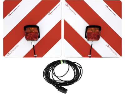 Warntafelsatz "Folie Typ 1" links/rechts 423 x 423 mm rot; weiß, beidseitig beklebt, Positionsleuchte vorn, Schlussleuchte ROM, anschlussfertig, 7-polig Warntafelsatz "Folie Typ 1" links/rechts 423 x 423 mm rot; weiß, beidseitig beklebt, Positionsleuchte vorn, Schlussleuchte ROM, anschlussfertig, 7-polig