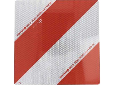 Warntafel "Folie Typ 3" links/rechts 282 x 282 mm rot; weiß, beidseitig beklebt, ohne Beleuchtung, Stahl, verzinkt Warntafel "Folie Typ 3" links/rechts 282 x 282 mm rot; weiß, beidseitig beklebt, ohne Beleuchtung, Stahl, verzinkt