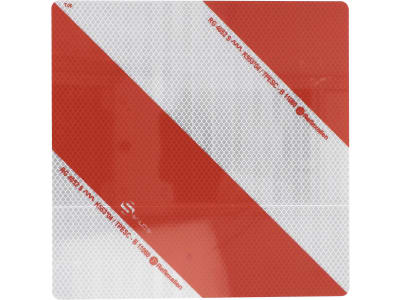 Warntafel "Folie Typ 3" rechts 282 x 282 mm rot; weiß, einseitig beklebt, ohne Beleuchtung, Stahl, verzinkt