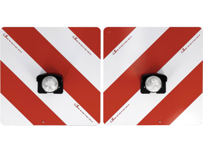 Warntafelsatz "Folie Typ 1" links/rechts 423 x 423 mm rot; weiß, beidseitig beklebt, Positionsleuchte vorn, Schlussleuchte ROM, anschlussfertig, 7-polig Warntafelsatz "Folie Typ 1" links/rechts 423 x 423 mm rot; weiß, beidseitig beklebt, Positionsleuchte vorn, Schlussleuchte ROM, anschlussfertig, 7-polig
