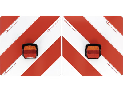 Warntafelsatz "Folie Typ 1" links/rechts 423 x 423 mm rot; weiß, einseitig beklebt, LED-Schlussleuchte ROM IV mit Blinkerausfallkontrolle, 4-polig, S1, Länge Kabel 0,2 m Warntafelsatz "Folie Typ 1" links/rechts 423 x 423 mm rot; weiß, einseitig beklebt, LED-Schlussleuchte ROM IV mit Blinkerausfallkontrolle, 4-polig, S1, Länge Kabel 0,2 m