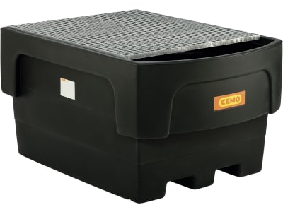 Cemo Auffangwanne 1.100 l 162 x 87 x 117 cm, mit Abfüllvorsatz und Stahlgitterrost, für IBC-Container, 10948