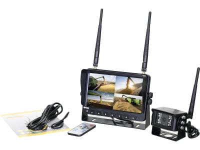 Funk-Rückfahrkamera CMOS-Sensor mit 7" 4QUAD Split Digital-Monitor, Audio- und DVR-Funktion, kabellos Funk-Rückfahrkamera CMOS-Sensor mit 7" 4QUAD Split Digital-Monitor, Audio- und DVR-Funktion, kabellos