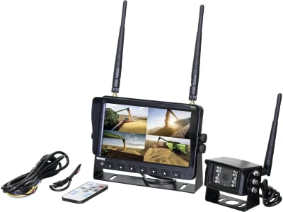Funk-Rückfahrkamera CMOS-Sensor mit 7" 4QUAD Split Digital-Monitor, Audio- und DVR-Funktion, kabellos Funk-Rückfahrkamera CMOS-Sensor mit 7" 4QUAD Split Digital-Monitor, Audio- und DVR-Funktion, kabellos