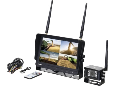 Funk-Rückfahrkamera CMOS-Sensor mit 9" 4QUAD Split Digital Monitor, Audio- und DVR-Funktion, verkabelt Funk-Rückfahrkamera CMOS-Sensor mit 9" 4QUAD Split Digital Monitor, Audio- und DVR-Funktion, verkabelt