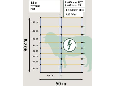 Ako Schafzaun "TitanNet Premium" 50 m blau; orange, mit Doppelspitze, stromführend