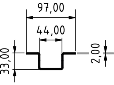 Führungsleiste 2.350 x 98/46 x 34 mm x 2 mm für Mengele: LW, LAW, DT