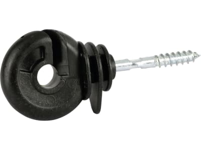 Ako Ringisolator 100 St. Holzgewinde, schwarz, für Litze, Seil, Band bis 10 mm, mit Einschraubhilfe, 44314/1003E