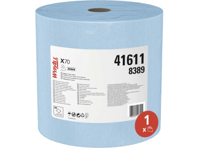 Putztuch "WypAll® X70 Power Clean™" L x B: 340 x 340 mm, blau, 1-lagig, 1 x Rolle á 870 Tücher, 8389 Putztuch "WypAll® X70 Power Clean™" L x B: 340 x 340 mm, blau, 1-lagig, 1 x Rolle á 870 Tücher, 8389