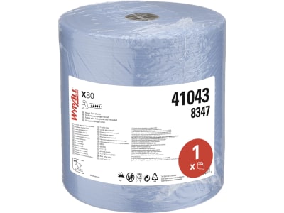 Putztuch "WypAll® X80 Power Clean™" L x B: 310 x 315 mm, blau, 1-lagig, 1 x Rolle á 475 Tücher, 8347 Putztuch "WypAll® X80 Power Clean™" L x B: 310 x 315 mm, blau, 1-lagig, 1 x Rolle á 475 Tücher, 8347