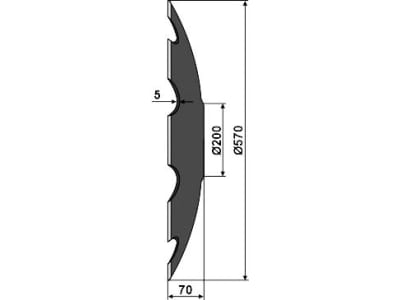 NIAUX 200 Eggenscheibe 570 x 5 mm, LK 110 mm, gewölbt, gezahnt, flacher Ansatz, für universal, 31-222IO20058