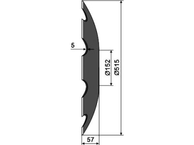 NIAUX 200 Eggenscheibe 515 x 5 mm, LK 114 mm, ZB Ø 61 mm, 75 x 16 mm, gewölbt, gezahnt, für Tulip, 31-1017