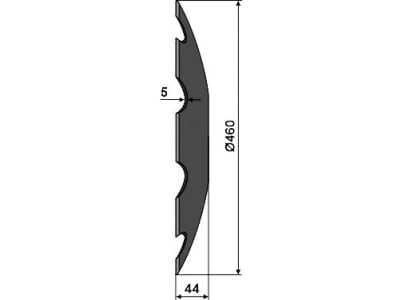 NIAUX 200 Eggenscheibe 460 x 5 mm, LK 100 mm, gewölbt, gezahnt, flacher Ansatz, für Kuhn, 31-0969