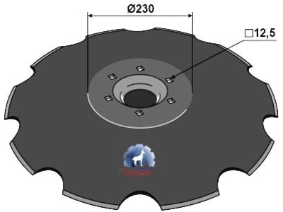 NIAUX 200 Eggenscheibe 735 x 6 mm, LK 195 mm, gewölbt, gezahnt, für Lemken, 31-0961