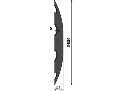 NIAUX 200 Eggenscheibe 580 x 5 mm, LK 110 mm, gewölbt, gezahnt, flacher Ansatz, für Pöttinger, 31-1020