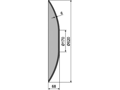 NIAUX 200 Eggenscheibe 620 x 6 mm, LK 98 mm, gewölbt, glatt, flacher Ansatz, für universal, 31-0634