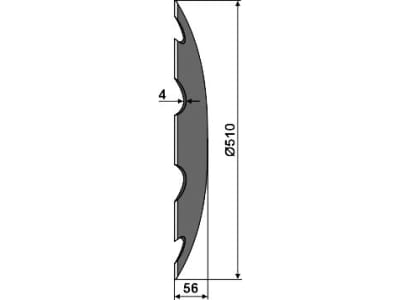 NIAUX 200 Eggenscheibe 510 x 4 mm, LK 110 mm, gewölbt, gezahnt, flacher Ansatz, für Pöttinger, 31-0584