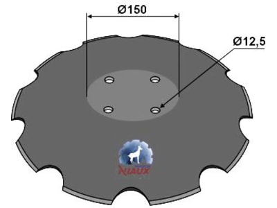 NIAUX 200 Eggenscheibe 510 x 4 mm, LK 110 mm, gewölbt, gezahnt, flacher Ansatz, für Pöttinger, 31-0584 NIAUX 200 Eggenscheibe 510 x 4 mm, LK 110 mm, gewölbt, gezahnt, flacher Ansatz, für Pöttinger, 31-0584