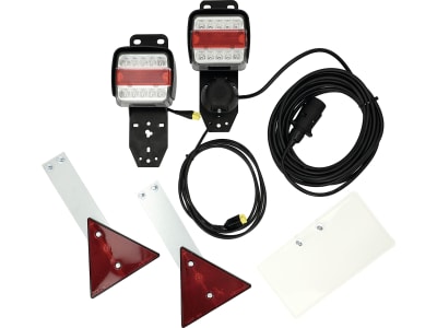 LED-Rückleuchtensatz mit Blink-, Brems-, Schluss- und Kennzeichenlicht, mit Steckdose und Schlagschutz LED-Rückleuchtensatz mit Blink-, Brems-, Schluss- und Kennzeichenlicht, mit Steckdose und Schlagschutz