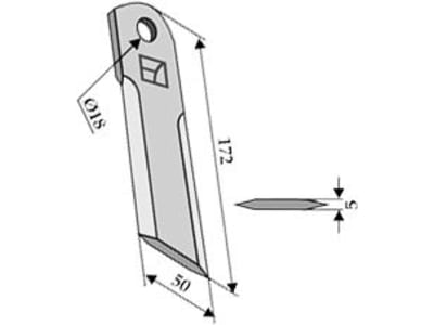 Industriehof® Häckslermesser 172 x 50 x 5 mm glatt, für Mähdrescher mit Strohhäcksler John Deere, 634-DEE-01