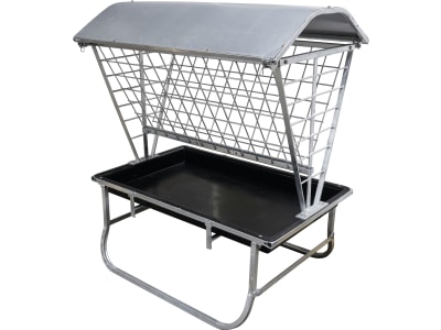 KERBL Heuraufe 115 x 131,5 x 81 cm mit Dach, Metall feuerverzinkt, für Kälber, Ziegen, Schafe und Wild, kleine Ballen und loses Heu, 291347