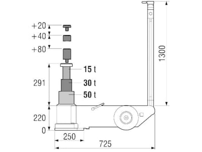 KUNZER Rangierwagenheber 50 t; 30 t; 15 t, 3-stufig, lufthydraulisch, für Fahrzeuge mit einer Bodenfreiheit ab 220 mm, AJ-50T3NH KUNZER Rangierwagenheber 50 t; 30 t; 15 t, 3-stufig, lufthydraulisch, für Fahrzeuge mit einer Bodenfreiheit ab 220 mm, AJ-50T3NH
