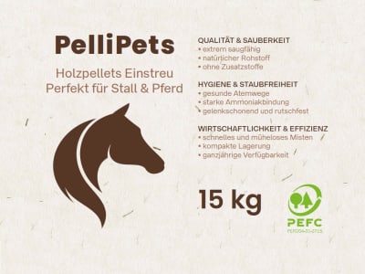 PelliPets Pferdepellets, Pferdeeinstreu, 990 kg Palette (66x 15 kg Säcke)