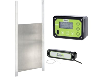 SmartCoop Hühnerklappe vertikal, inkl. Führungsschienen und Türöffner mit Seilzug, für Geflügelställe, 70570 SmartCoop Hühnerklappe vertikal, inkl. Führungsschienen und Türöffner mit Seilzug, für Geflügelställe, 70570