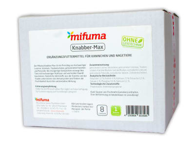 Mifuma Knabber-Max als Beschäftigungsmöglichkeit und zur Förderung des Zahnabriebs Kaninchenfutter Nagerfutter gepresst 8 St. Karton