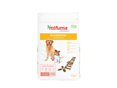 Mifuma Pur Lachs Premium Hund glutenfreies Hundefutter für allergische und sensible Hunde auch für Senioren geeignet Trockenfutter Hund Brikett 3 kg Sack
