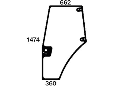 Türscheibe, grün, links, komplett, Siebdruck, für Case IH JX, Ford New Holland TDD