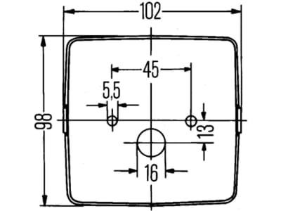 Hella® Schlussleuchte eckig, links/rechts, 102 x 98 x 55 mm, P21W; R10W, Schlusslicht; Bremslicht; Blinklicht; Kennzeichenlicht, 2SE 004 623-001