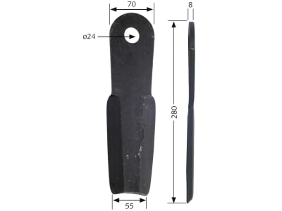 Industriehof® Schlegelmesser 280 x 55 x 8 mm, Bohrung 24 mm, für Doppstadt, Epoke Industriehof® Schlegelmesser 280 x 55 x 8 mm, Bohrung 24 mm, für Doppstadt, Epoke