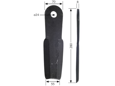 Industriehof® Schlegelmesser 280 x 55 x 8 mm, Bohrung 24 mm, für Doppstadt, Epoke, 63-IND-49-L