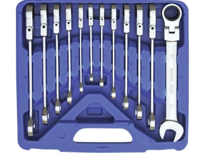 KUNZER Gabel-Ringschlüsselsatz 12-teilig, im Kunststoffkoffer, Ratschenkopf um 180° schwenkbar, 7GR12 KUNZER Gabel-Ringschlüsselsatz 12-teilig, im Kunststoffkoffer, Ratschenkopf um 180° schwenkbar, 7GR12