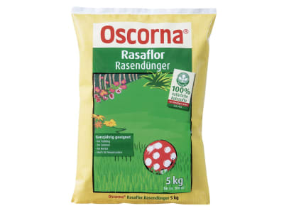 Oscorna® Rasaflor fein organischer NPK 8+4+0.5 Langzeitdünger mit Spurenelementen, ideal für Rasen Neuansaaten 5 kg Sack  Pulver