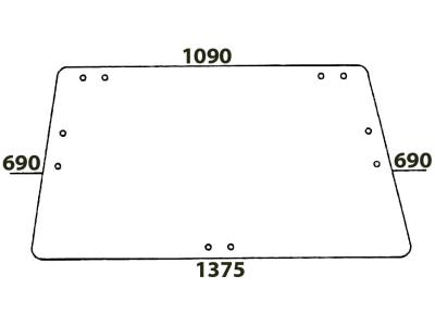 Front-/Heckscheibe, grün, 2-Loch-Befestigung, alte Ausführung, aufklappbar, für Deutz-Fahr DX, Kabine DX