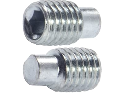 Madenschraube M 10 x 16 mm, Stahl, verzinkt; blau passiviert (A2K), Innensechskant, Zapfen, 025701016 Madenschraube M 10 x 16 mm, Stahl, verzinkt; blau passiviert (A2K), Innensechskant, Zapfen, 025701016
