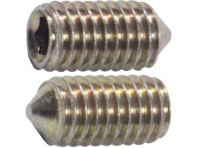 Madenschraube M 6 x 12 mm, Stahl, verzinkt; gelb passiviert (A2C), Innensechskant, abgeflachte Spitze, 02566612 Madenschraube M 6 x 12 mm, Stahl, verzinkt; gelb passiviert (A2C), Innensechskant, abgeflachte Spitze, 02566612