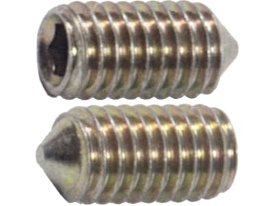 Madenschraube M 6 x 12 mm, Stahl, verzinkt; gelb passiviert (A2C), Innensechskant, abgeflachte Spitze, 02566612