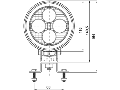 LED-Arbeitsscheinwerfer 2.600 lm 40 W, 10 – 48 V, 4 LEDs, rund, 098 174 733