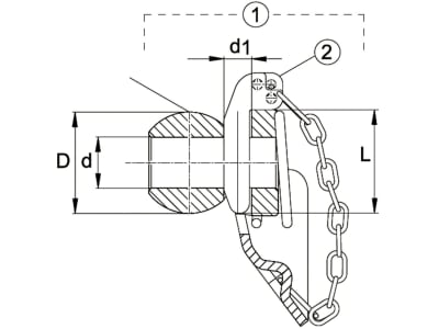 Walterscheid Kugelfangprofil Kat. 2, 28,7 x 56 mm, Klappsplint 12 mm, mit Kette und Klappsplint, 1099032