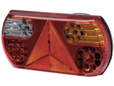 Hella® LED-Schlussleuchte oval, Schluss-, Brems-, Blink-, Nebelschluss- und Rückfahrlicht mit Dreiecksrückstrahler Hella® LED-Schlussleuchte oval, Schluss-, Brems-, Blink-, Nebelschluss- und Rückfahrlicht mit Dreiecksrückstrahler
