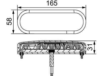 Hella® LED-Blink-Positionsleuchte oval, vorn links/rechts, 165 x 58 x 31 mm, 12 – 24 V DC, 26 (Positionslicht: 12 weiße LEDs, Blinklicht: 14 gelbe LEDs), E9 11490, 2BE 357 022-001