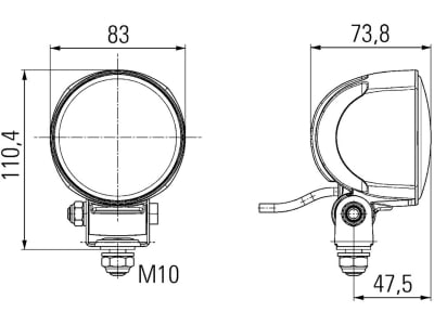 Hella® LED-Arbeitsscheinwerfer "70 LED"  rund, 83 mm, 12 – 24 V, 13 W, 800 lm, 4 LEDs, 1G0 996 276-701